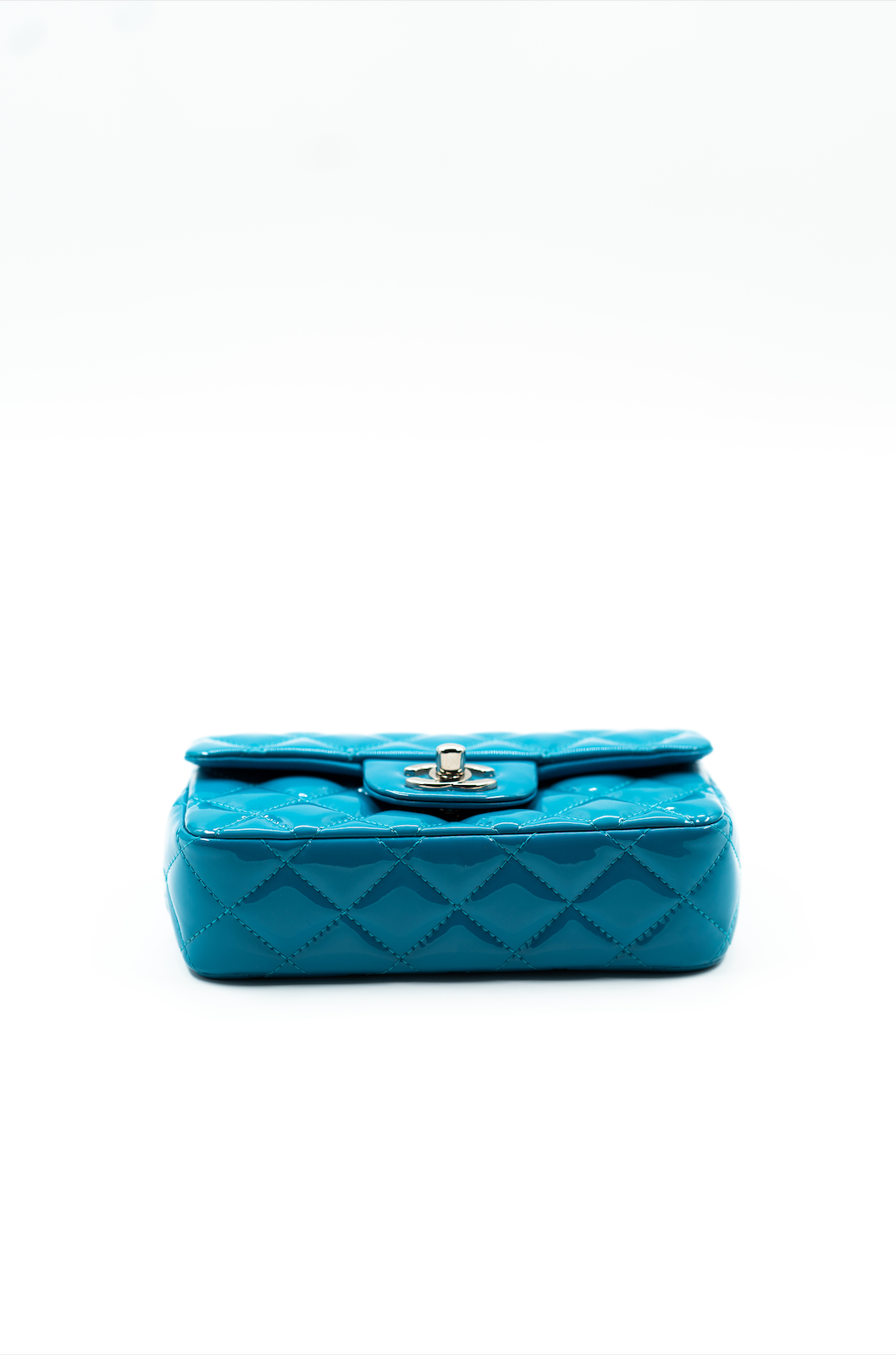 Chanel mini rectangular flap bag patent blue