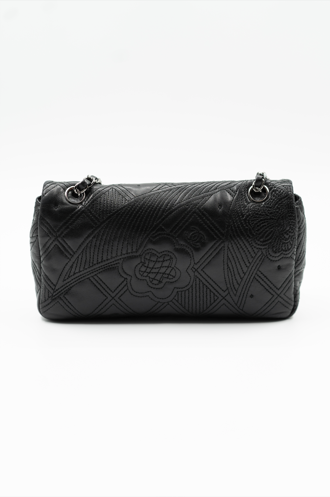 Chanel embossed single flap bag black