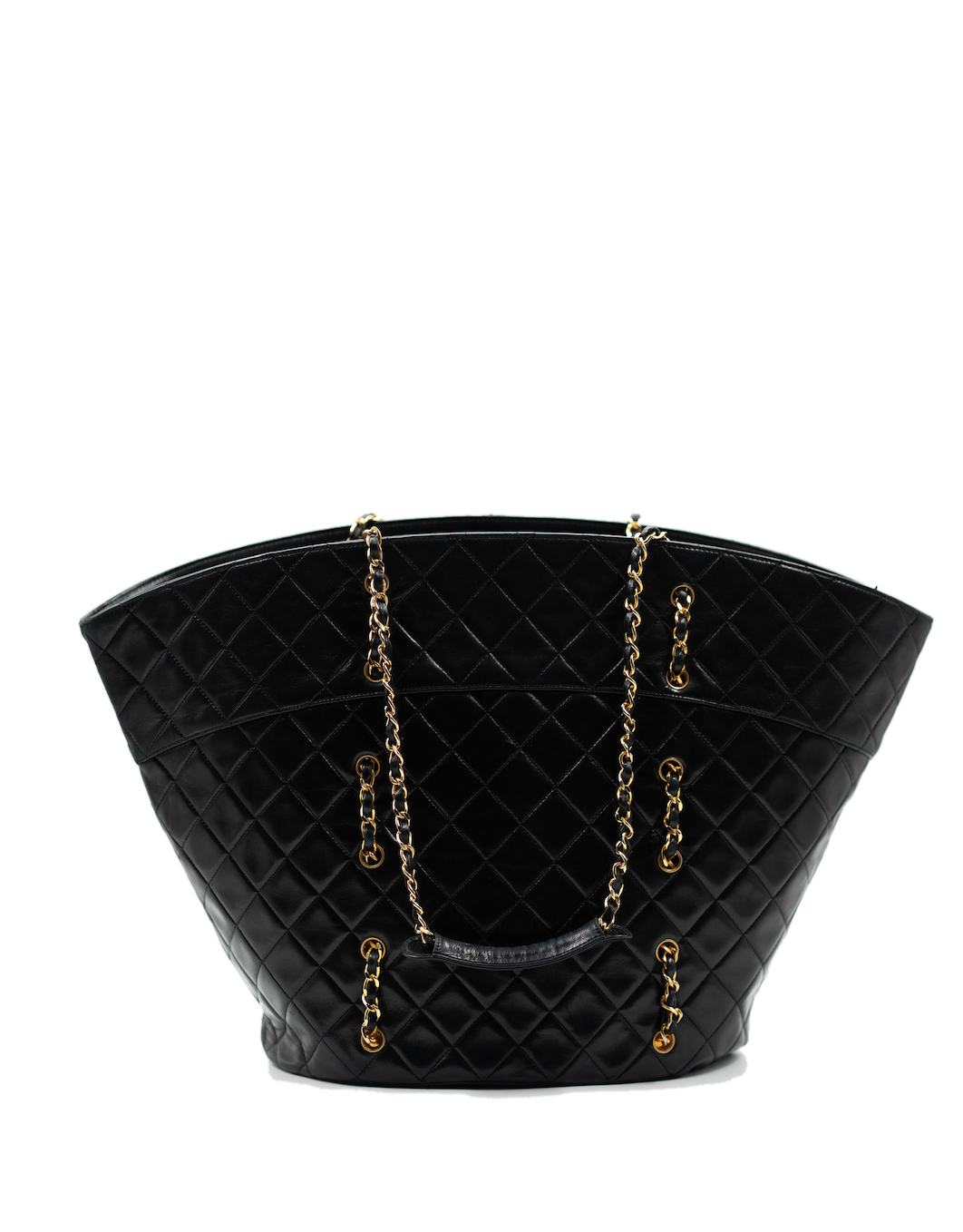 Chanel leather basket bag with chains