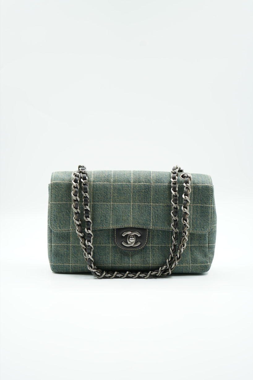 Chanel denim single flap bag