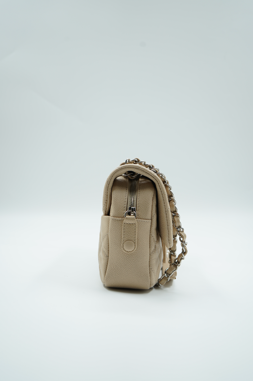 Chanel beige caviar leather Easy flap bag