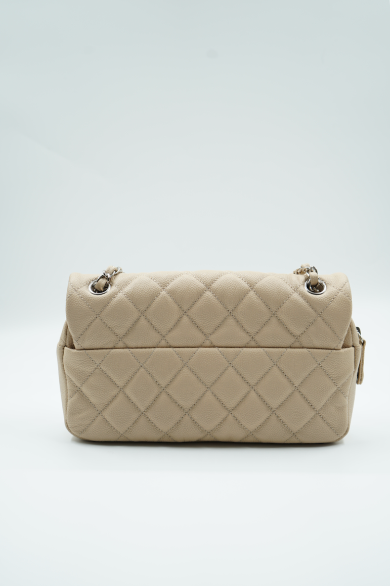 Chanel beige caviar leather Easy flap bag