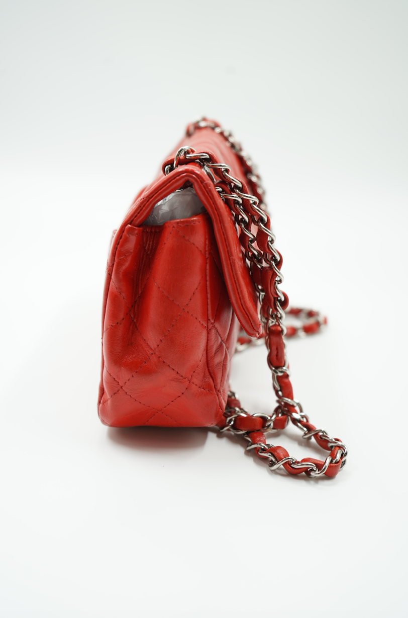 Chanel mini red flap bag