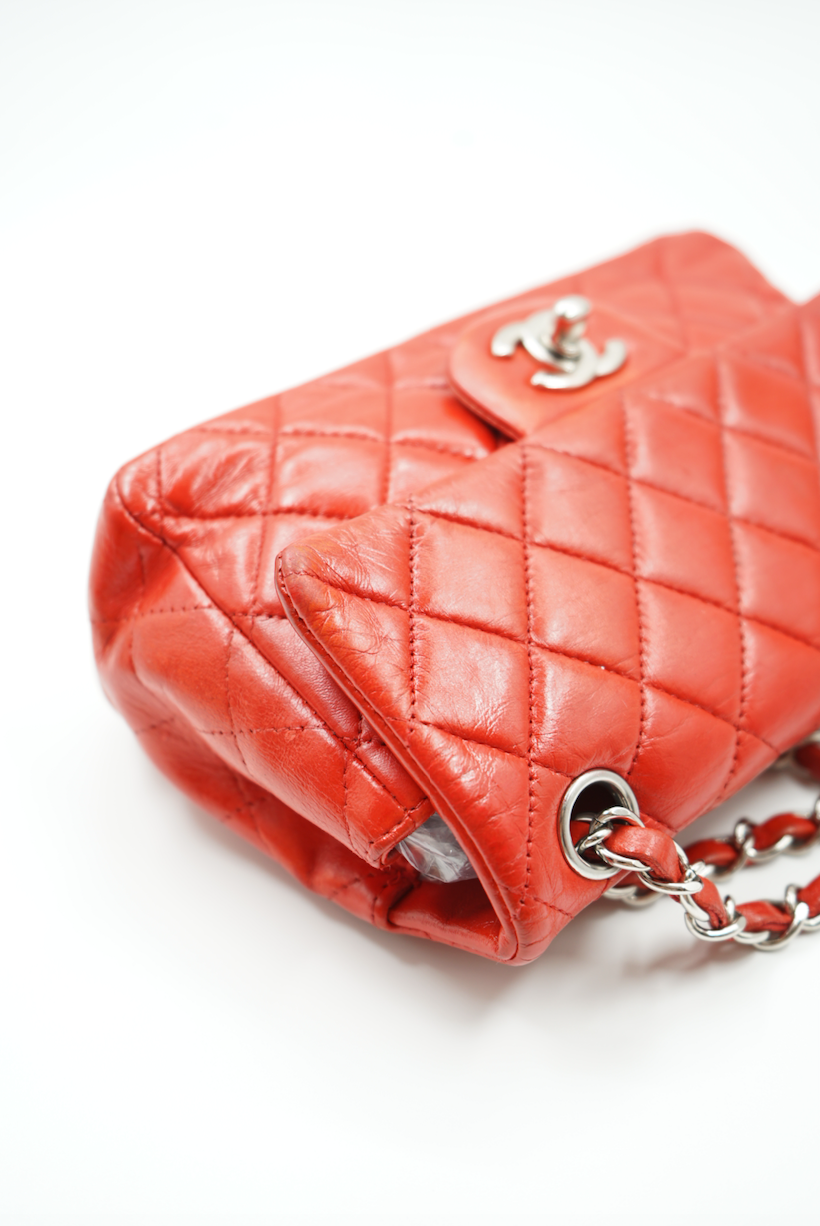 Chanel mini red flap bag