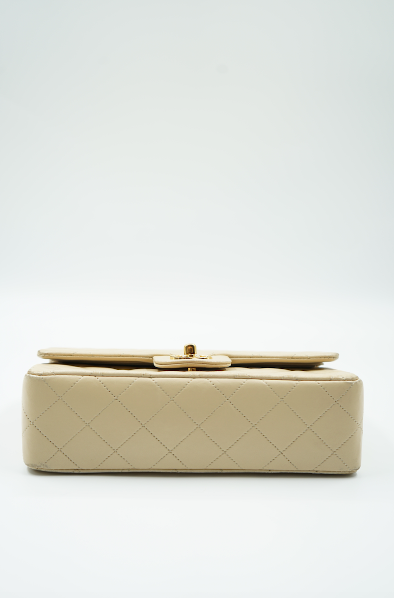 Chanel small classic double flap bag beige