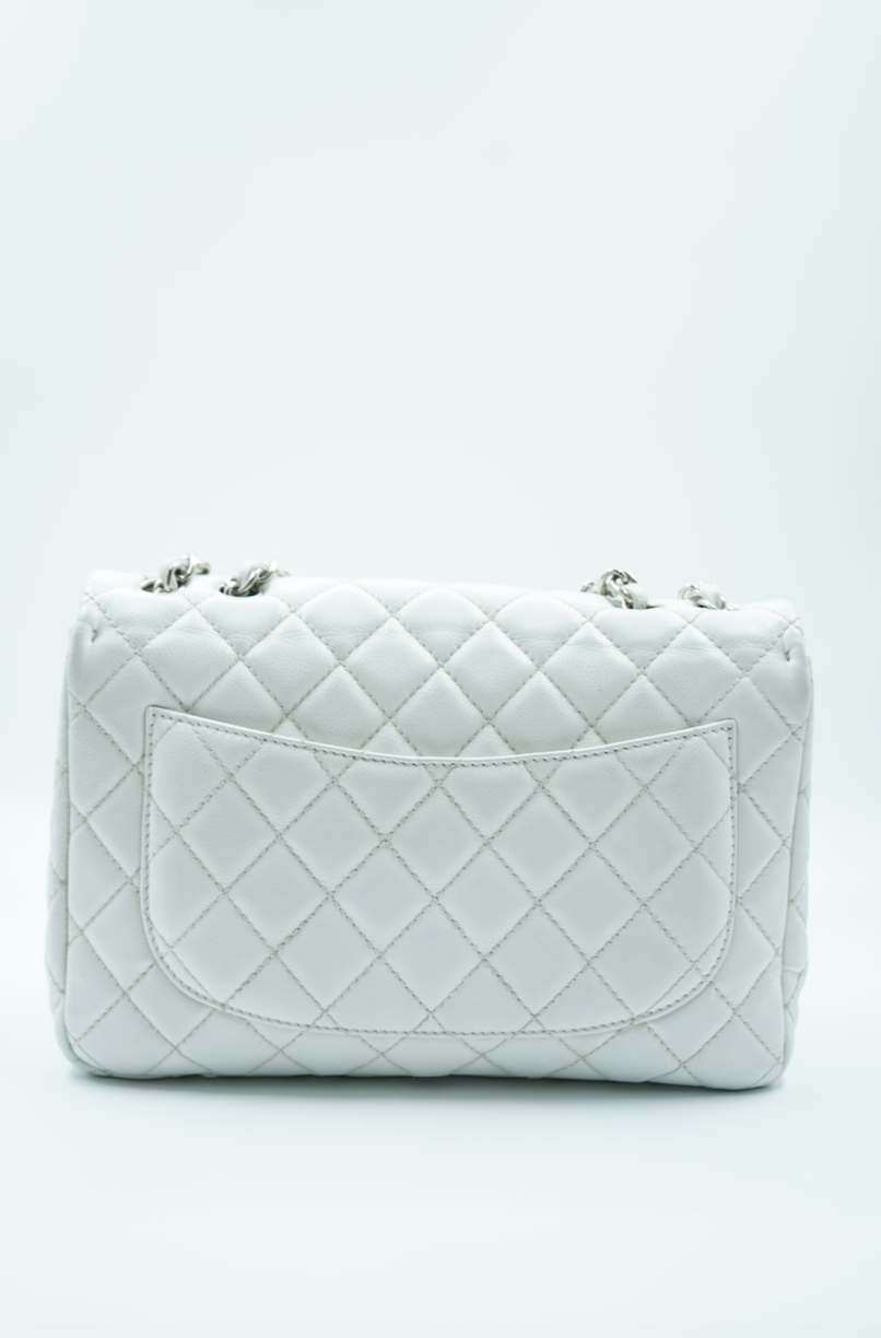 Chanel Jumbo single flap bag white