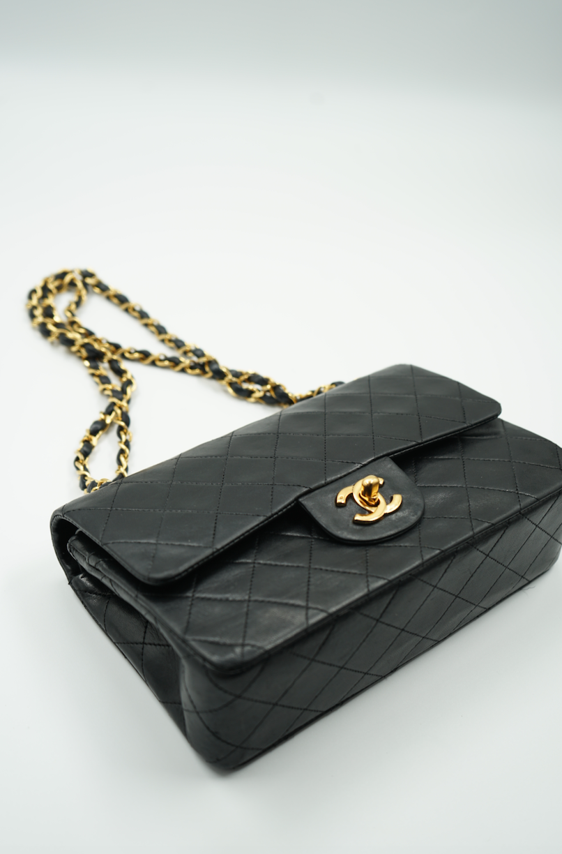 Chanel small classic double flap bag black