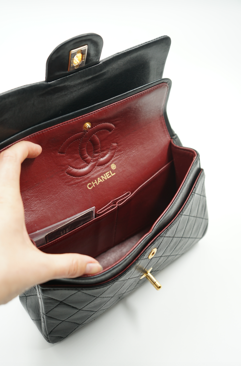 Chanel small classic double flap bag black