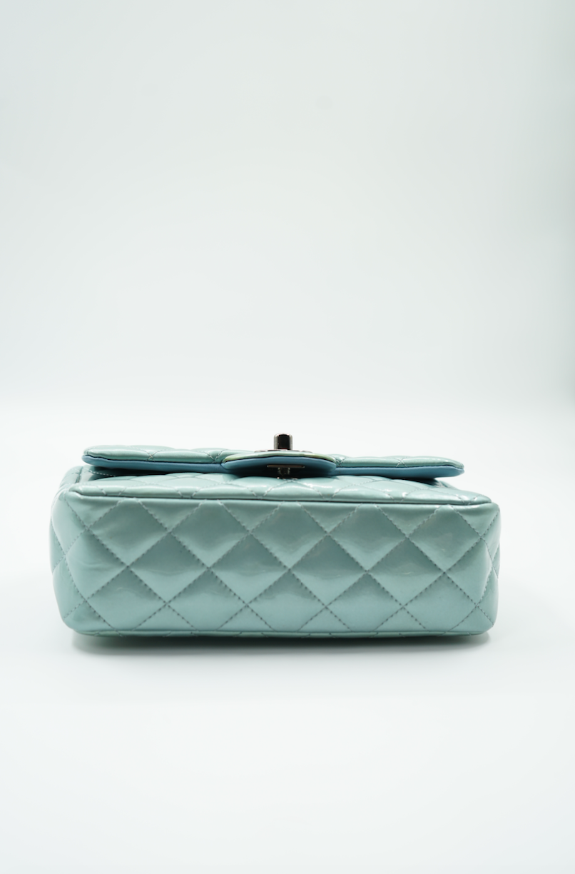 Chanel mini mint blue/green patent