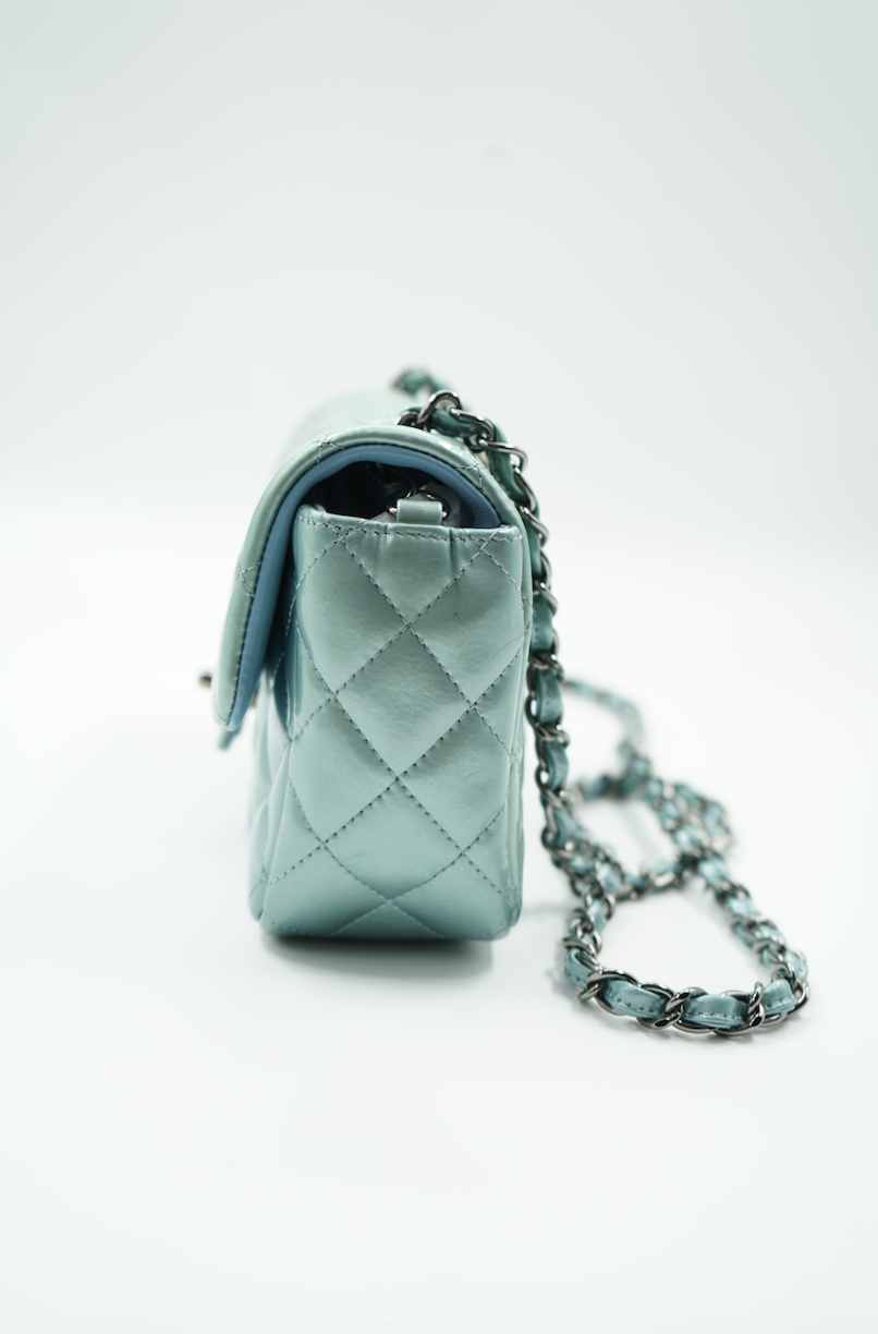 Chanel mini mint blue/green patent