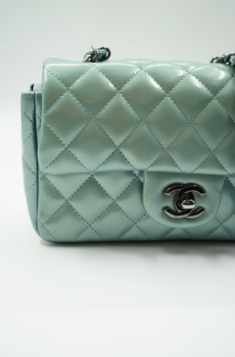 Chanel mini mint blue/green patent