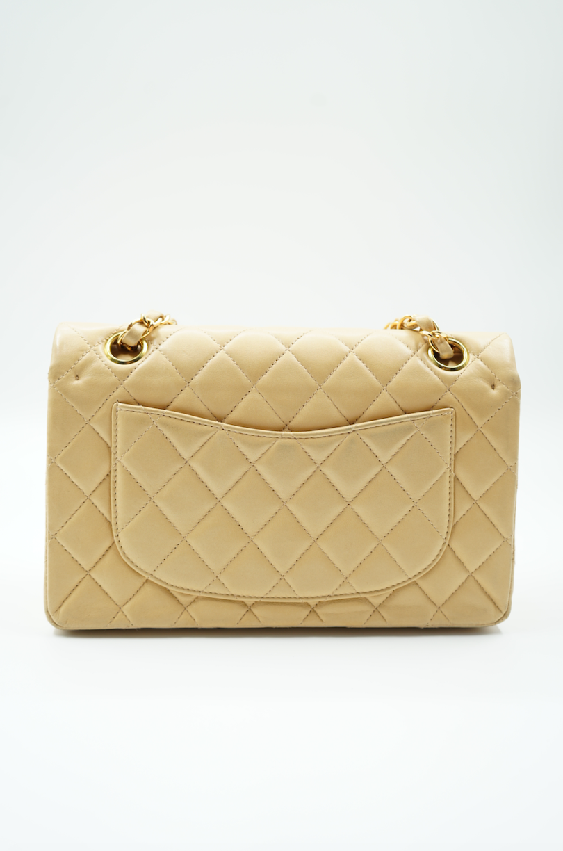 Chanel small double flap bag beige