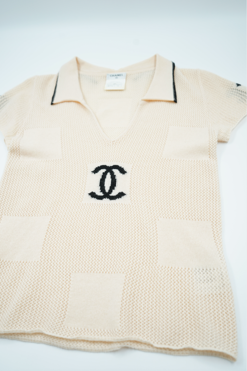 Chanel 2001 intarsia logo knit top