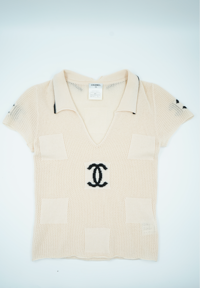 Chanel 2001 intarsia logo knit top