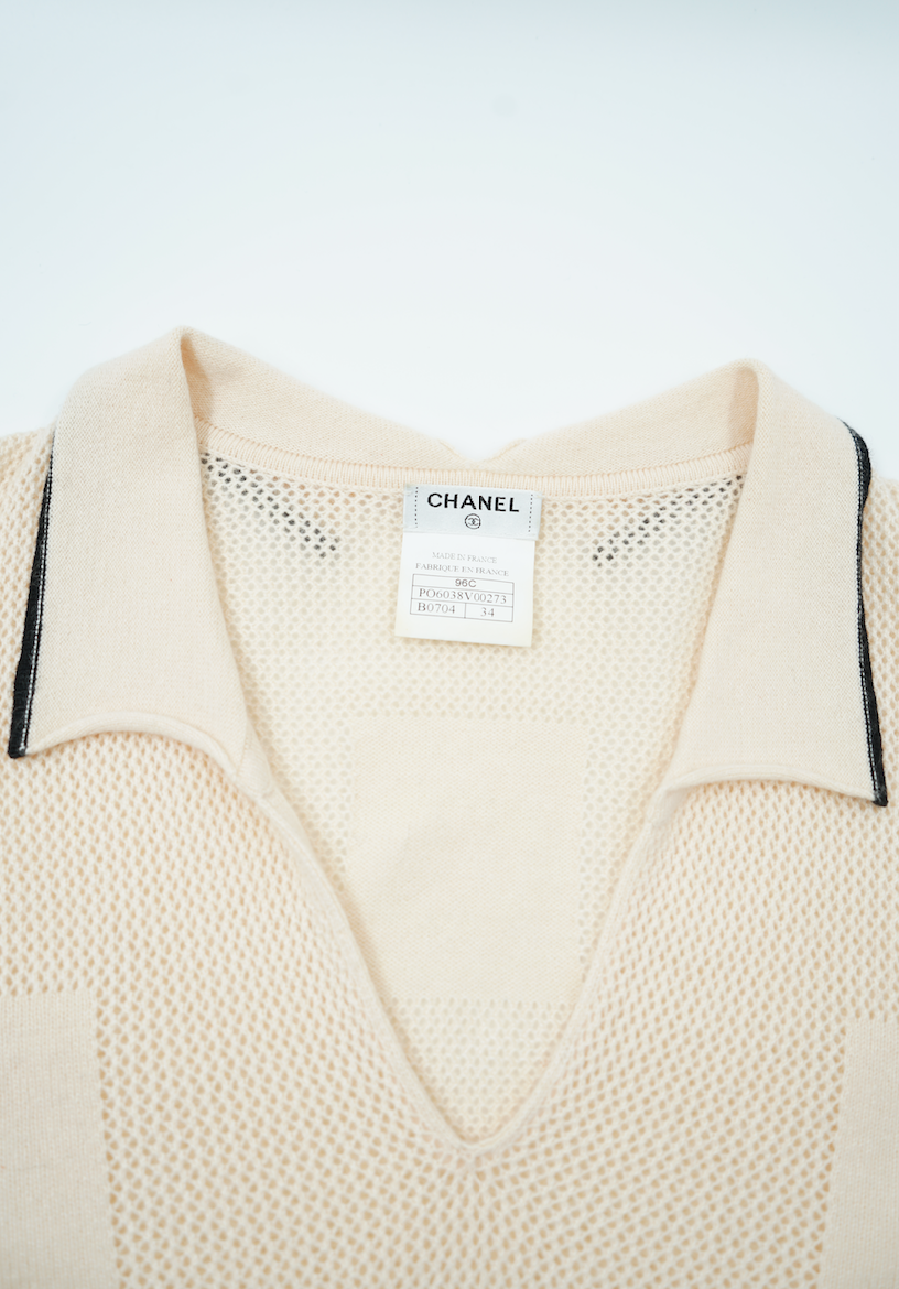 Chanel 2001 intarsia logo knit top