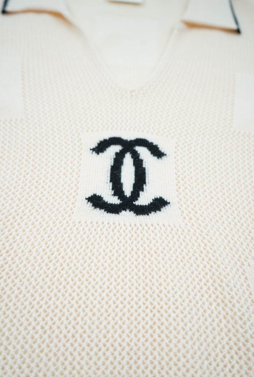 Chanel 2001 intarsia logo knit top