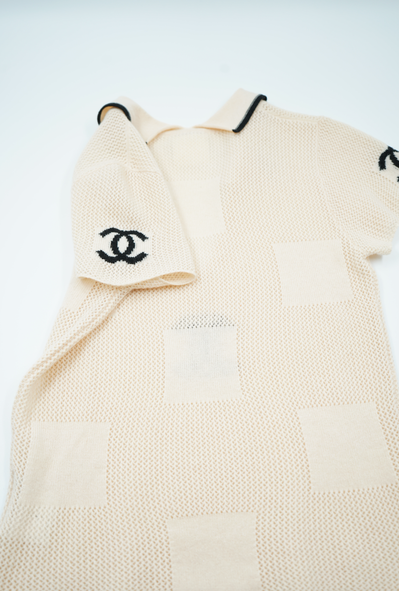 Chanel 2001 intarsia logo knit top