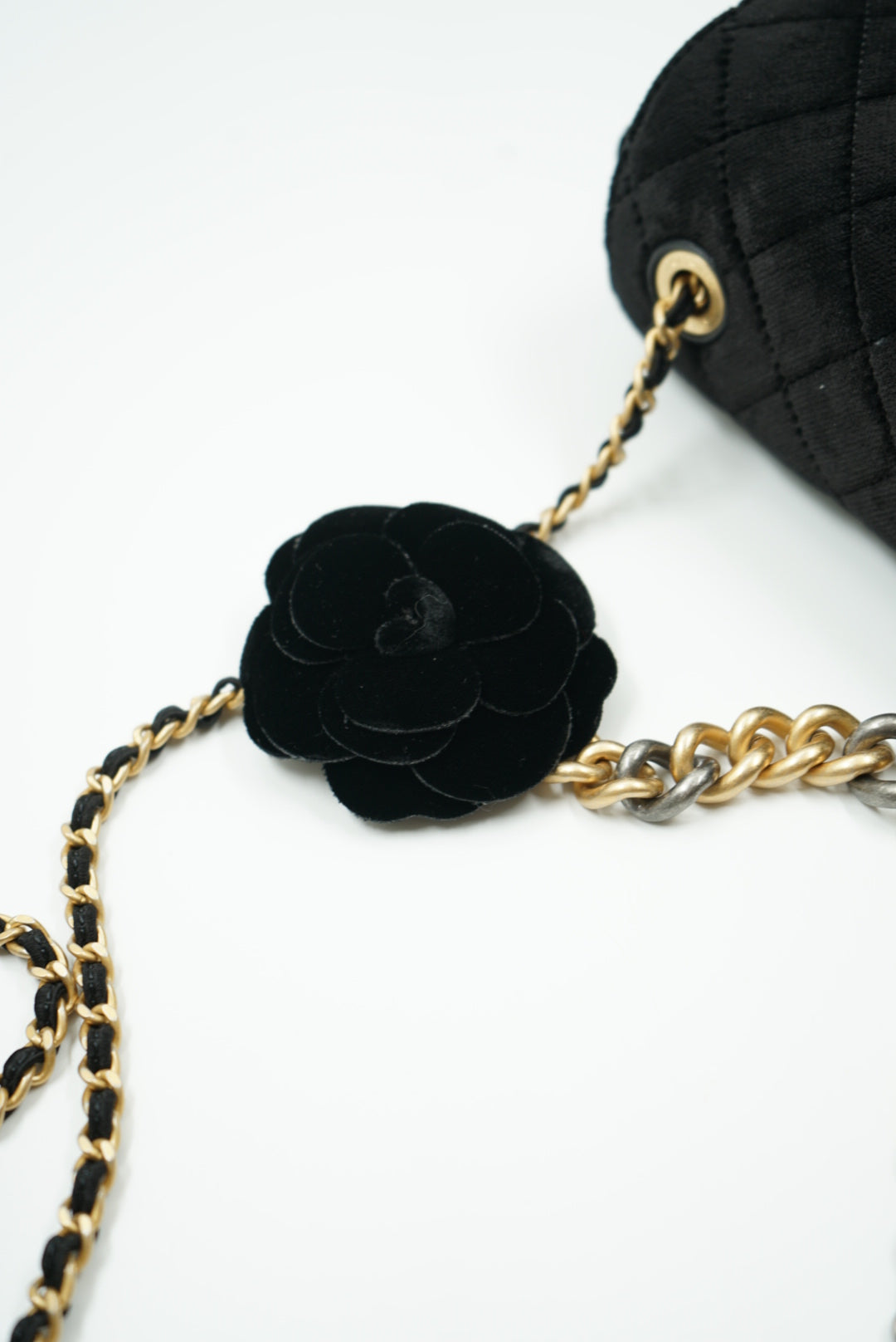 Chanel camellia flower bag velvet