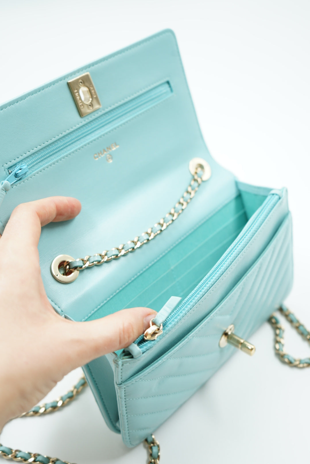 Chanel Trendy CC WOC baby blue