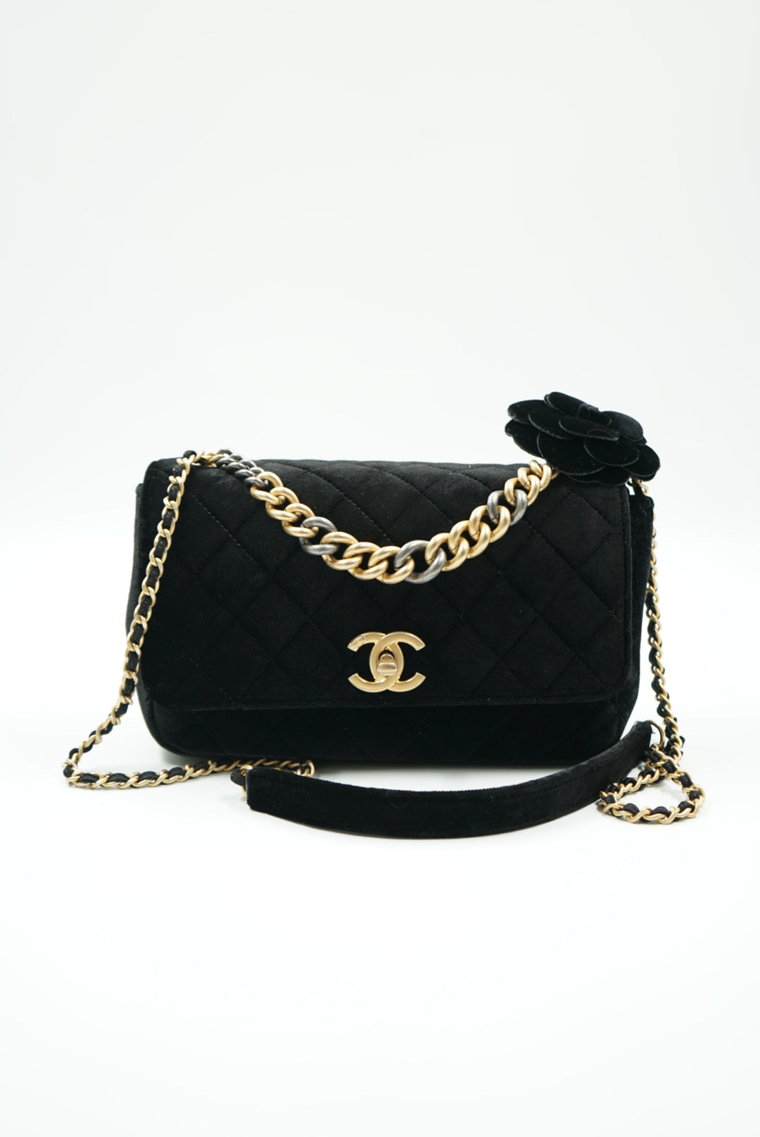 Chanel camellia flower bag velvet