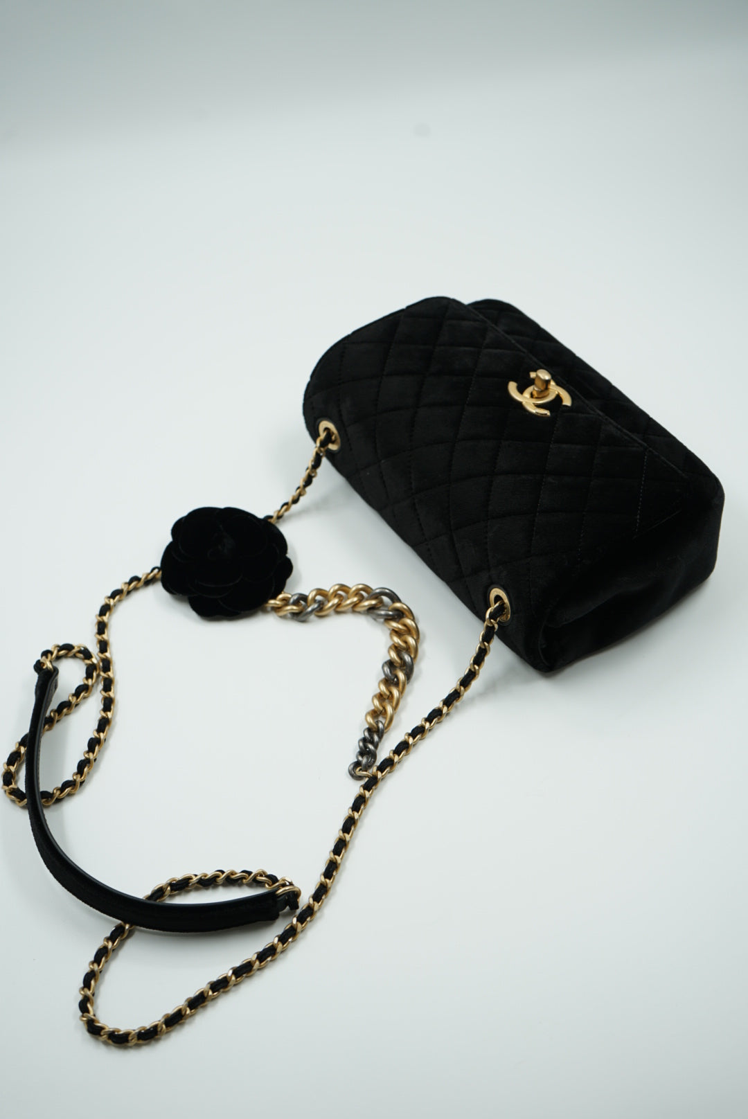 Chanel camellia flower bag velvet