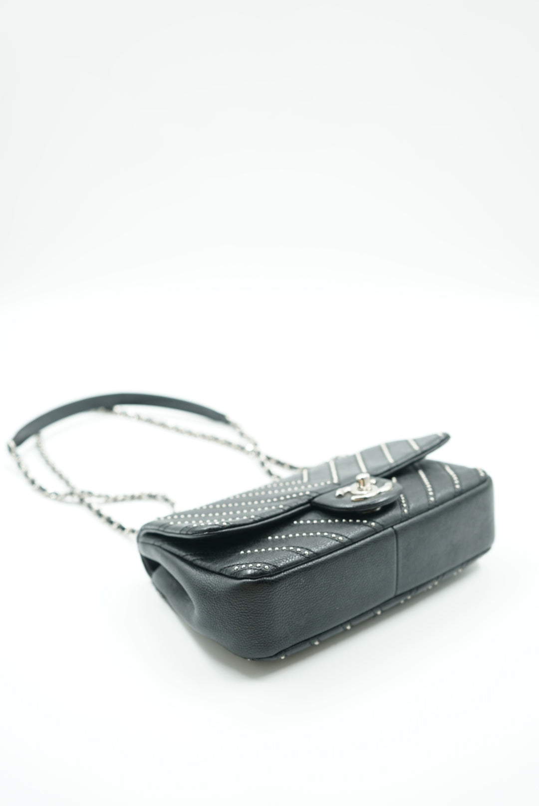 Chanel studded single flap black 17s