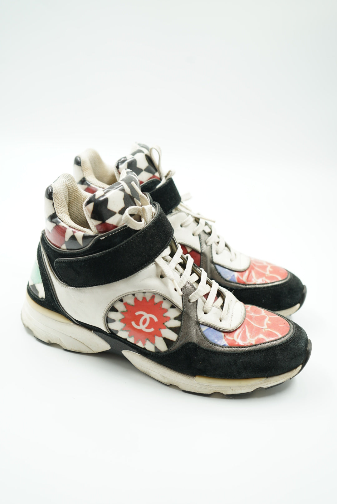 Chanel limited edition flower high top sneakers