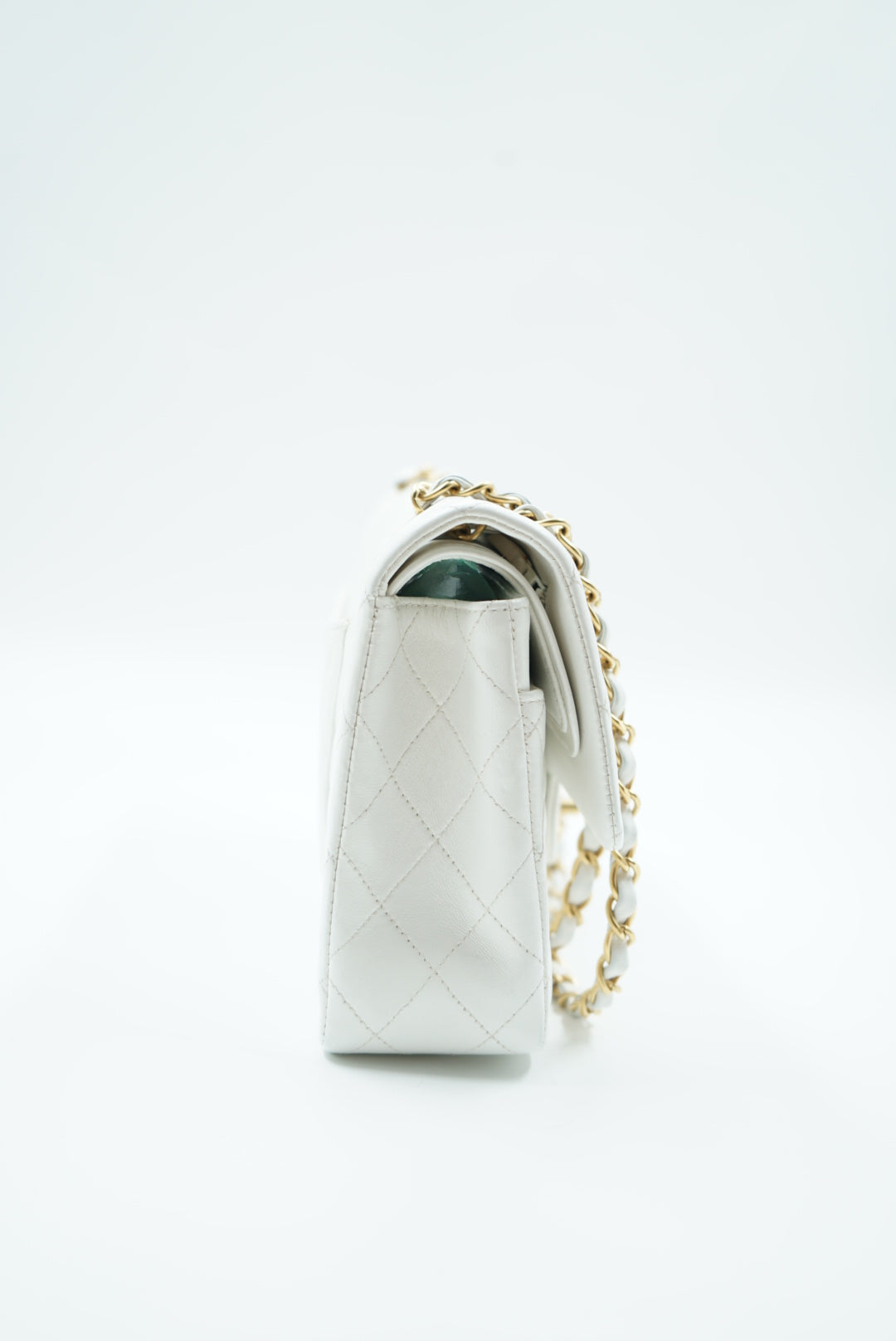 Chanel double flap bag medium white